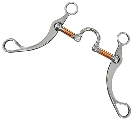 Pferdegebiss – Eierkopftrense aus Edelstahl mit roter Kupferrolle, 12,7 cm langes Mundstück zur Stimulation des Speichelflusses, 12 mm leichtes Anti-Pull-Trainingsgebiss, 395 g schweres Silber
