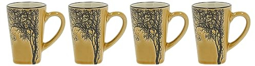 Villa Collection Hela Espressotassen Set 4 Stück, Kleine Tassen/Kaffeebecher für Espresso, mit Henkel, aus Steingut/Keramik, Durchm. 5,5 cm, Höhe 8 cm, 10 cl, Gelb