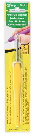 Clover 1041/C Yellow Amour Crochet Hook, Size C, 2.75mm
