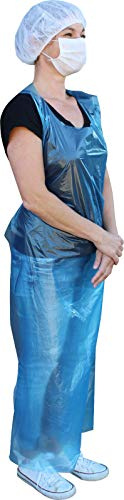 Medi-Inn PE-Schürzen Plus | Einmalschürzen 75 x 140 cm blau 50 Stück | Stärke 18 my | gehämmert geblockt | N11318-b