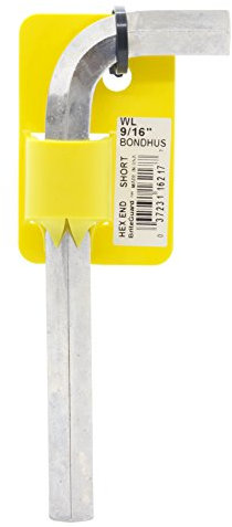 Bondhus 16217 9/40,6 cm Hex Spitze Schlüssel Innensechskantschlüssel mit briteguard Finish, markiert und Barcode, kurz Arm