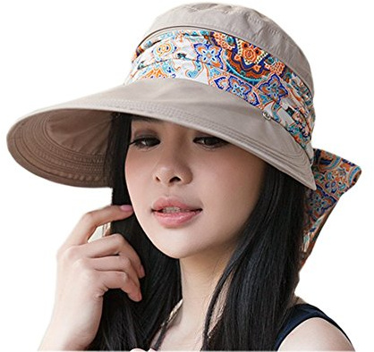 Solhatt med upprullningsbart brett brätte, nackskydd, 2-i-1, för kvinnor, scarf, UV-skydd, avtagbar solskärm, keps, UPF 50+, sommarhatt för trädgårdsskötsel, strand, vandring, fiske, utomhus,
