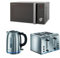 Russell Hobbs 20 L Silver Digital Microwave with Buckingham Quiet Boil Kettle, 1.7 L, 3000 W and Buckingham 4 Slice Toaster - Brushed Stainless Steel Silver