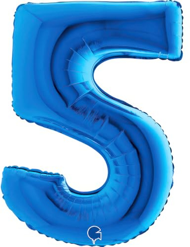 Grabo XXL Riesen Zahlen Folienballon 102 cm (40) – Perfekte Deko für Geburtstage, Jubiläen & Feiern – Happy Birthday Party-Highlight - für Helium und Luft! Wiederverwendbar! (Blau, 5)