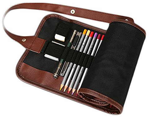 72 Bleistift Wrap, DUBENS Tragbar Federmäppchen Reise Stiftehalter Buntstifte Organizer Roll-up Mäppchen Tasche, Federmappe Schlamperrolle Mäppchen Bleistiftkasten