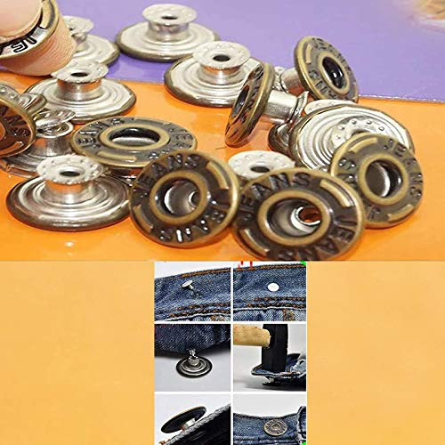 20 Définit, No-sew Salopette Boutons – Jean Tack Boutons antique/porte-jarretelles Boutons à pression Bachelor Boutons kit de rechange avec rivets pour jean Tack Vêtements Pantalons