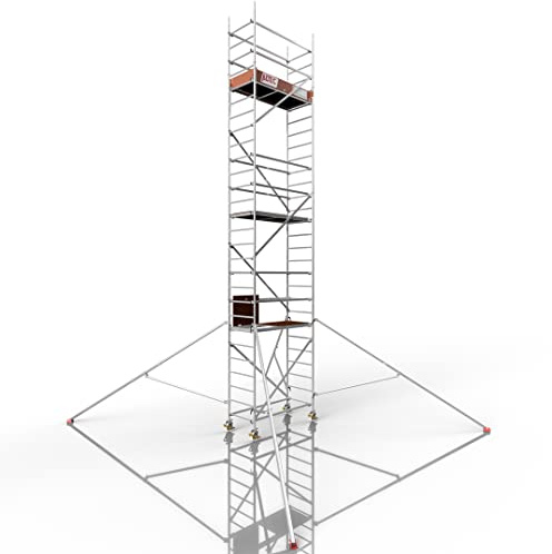 ALTEC Rollfix 2.0 800 | 8m Arbeitshöhe | bremsb. Lenkrollen (Ø150mm) | Dreieckausleger | Made in Germany | TÜV | belastbar 200kg/m² | Norm - DIN EN 1004-1 | Modulares Arbeitsgerüst | Alu-Gerüst