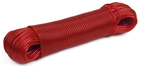 CENBEN WÄSCHELEINE 50 Meter PVC Wäscheleine stabile Stahldrahteinlage hochwertige Reisewäscheleine (Farbe: Rot, Länge: 50 m) für den Haushalt, Garten und Camping