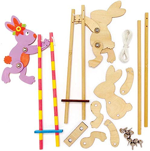 Baker Ross AX751 Osterhasen Acrobat Bastelset - 3er Pack aus Holz, ideal für Kinder zum Basteln zu Ostern