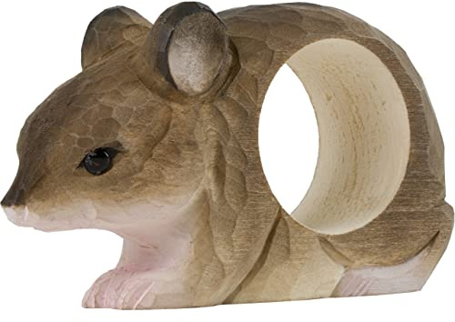 Wildlife Garden WG4567 Serviettenring Maus - Handgeschnitzter Serviettenring aus Holz für die Tischdekoration