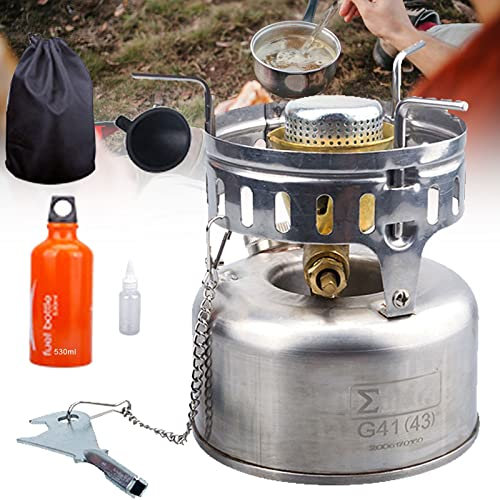 Aocay Benzinkocher, Tragbarer Camping Benzin Brenner Mini Campingherd, Tragbar mit Aufbewahrungstasche für Camping Picknick Wandern Trekking, Kraftstoffverbrauch: 150ml/h (Silent type, A)