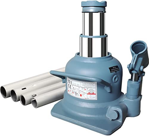Torin ATH810002B Double Ram Low Profile geschweißter hydraulischer Auto-Flaschenheber für Autoreparatur und Hausaufzug, blau, 10 Tonnen