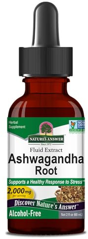 Nature's Answer, Ashwagandha Root (Racine d'Ashwagandha), 2.000mg, 60ml, Sans Gluten, Sans Soja, Végétalien, Végétarien, Sans OGM