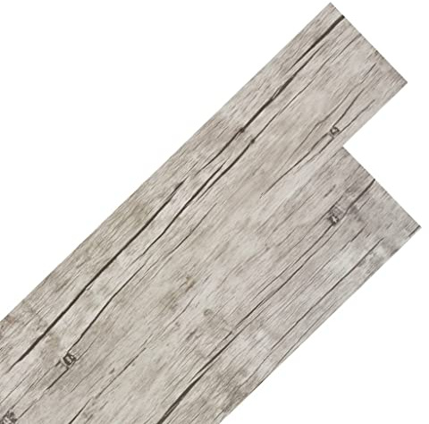 vidaXL PVC Laminat Dielen Selbstklebend 2,51 m² 2 mm Eiche Gewaschen, Hellgrau