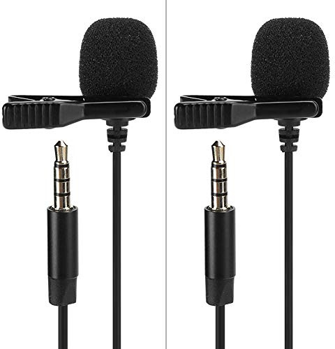 Microfono da Bavero Lavalier da 2 Pezzi Mini Microfono da 3,5 Mm con Clip da Collare Omnibearing per PC Laptop/Registrazione del Telefono Cellulare