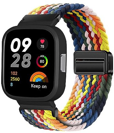Nylon Armband für Xiaomi Redmi Watch 3 Armband Magnetisch Armbänder Ersatzarmband Solo Loop Elastisches Verstellbares Armband mit Redmi Watch 3 Sportarmband (17,RM Watch 3)