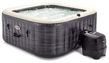Intex 4-Person Greystone Deluxe Square Bubble Spa Set, Inflated Size: 1.75m x 1.75m x 71cm (28450BS)