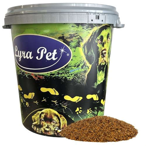 Lyra Pet® 10 kg Leinsamen - Futter Ergänzung für Wildvögel & Nager + Tonne | Reich an Omega-3-Fettsäuren & Ballaststoffen & Proteinen - Nährstoffreiches, Ganzjähriges Vogelfutter - Ideal für Streufutter