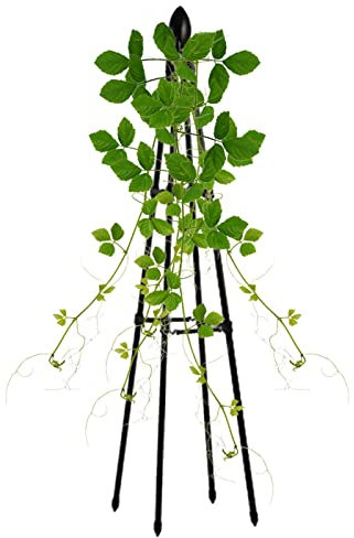 Tuxxjzm Metal Garden Obelisk Climbing Plant Frame Stand Growth Support Trellis Arch, Black Steel, Rectangular, Garden Trellis For Climbing Plants Outdoor