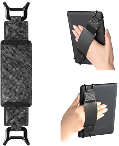 CoBak Sichere Handschlaufe für E-Reader und Tablets – vielseitiger und Leichter Fingergriffhalter für 6,8–9 Zoll Kindle/Kobo/Voyaga/Lenovo/Sony E-Book-Tablet – Hohe Elastizität, Schwarz