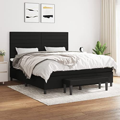 Juroupi Boxspringbett mit Matratze Schwarz 180x200 cm Betten Bett Mit Matratze Bett Boxspringbett Schlafzimmer MöBel Stoff - 3136695