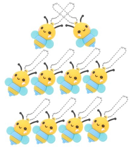 PHENOFICE 10pcs Pvc Bee Pendant Keychain Ornaments for Women Bee Decor for Keychains Themed Gifts