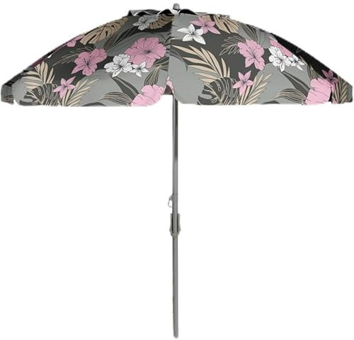 Roxy Strandschirm mit UV 50+ Sonnenschutz - Verstellbare Neigung, Winddichtes Design, Leichter tragbarer Regenschirm mit Tragetasche - Perfekt für Strand, Terrasse oder Outdoor, Anthrazit, 7'