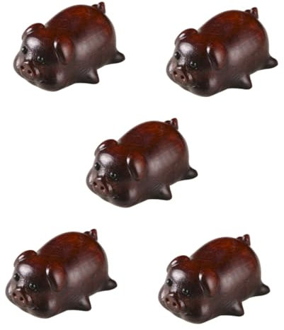 Cabilock 5St Hölzerne Schweinchen-Statue bastelzeug holzschwein Rucksackdekoration Schlüsselanhänger-Schmuckherstellung zum Aufhängen DIY Anhänger aus Holz DIY-Anhänger Sandelholz