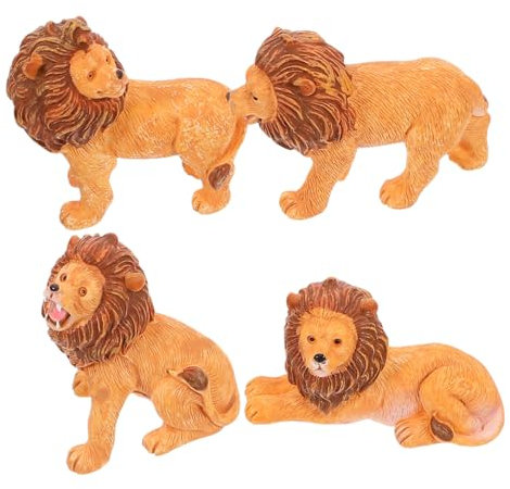 Happyyami 4pièces Figurines De Lion Statues Réalistes pour Décoration De Jardin Et Maison Ornements Miniatures Idéaux pour DIY Et Décorations Intérieures