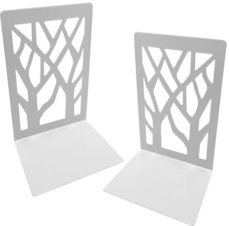 Gentpovth 2 pezzi rami bianchi Ferma libri per libreria, Reggi Libri per Mensole in metallo Antiscivolo, Reggilibri Resistente, per mensole,Adatto per scuola, biblioteca, casa, ufficio