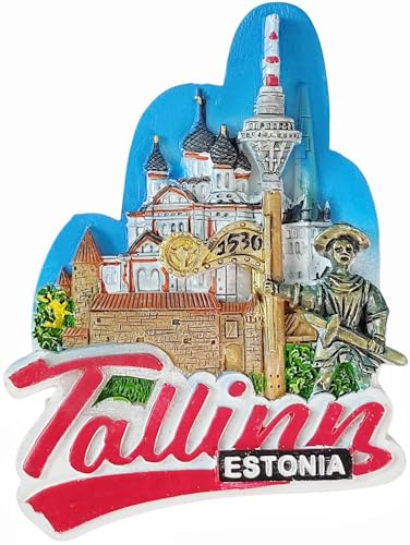 Kühlschrankmagnet, Motiv: Tallinn Estland, Souvenir, Kühlschrankdekoration, handbemalt, Basteln, Andenken