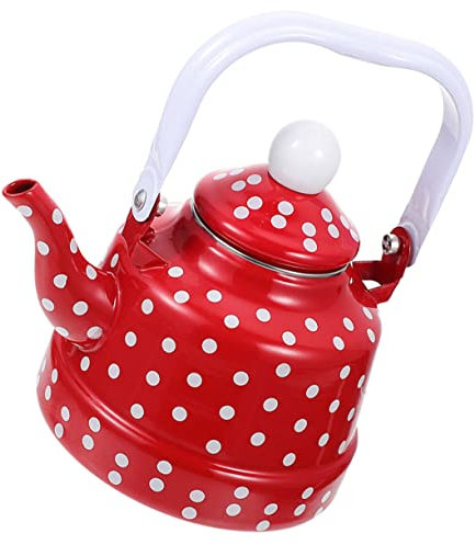 Cabilock Wasserkocher aus Emaille automatisch Tee-Ei-Becher Mini-Teekessel Retro-Wasserkocher Kanne mit Deckel Wasserkessel mit Emaillebeschichtung Küchenutensilien tragbarer wassertopf rot