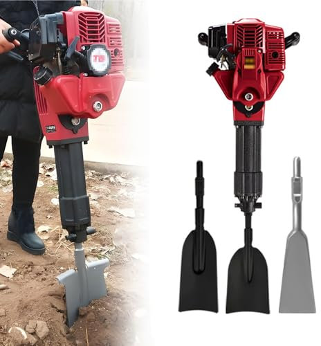YSFHYAN 52cc 2-Stroke Engine Portable Excavator,Powered Garden Tree Digger,Handheld Trencher Digger Machine,with Three Types of Shovels,for Digging Trees in Hard Soil