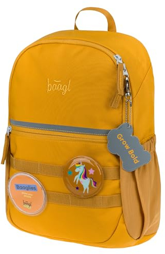 Baagl Kindergartenrucksack Mädchen Kinderrucksack Kita Krippe 10 - Einhorn | Kleiner Begleiter mit Brustgurt und wechselbaren Patches ist personalisierbar mit Namen oder Bild für den Kindergarten