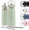 moon bottles - Insulated Water Bottle with Straw - Stainless Steel Sports Drink Bottle, Thermal Flask, 24hr Cold, 12hr Hot, Double Walled, Metal Straw, Silicon Spout, UK Company (1L, Green)