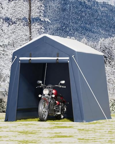 6x8 FT Outdoor Storage Shelter Shed Carport with Roll Up Door Windows Waterproof Portable Garage Heavy Duty Tent for Motorcycle Bike Firewood Tools Ventilated