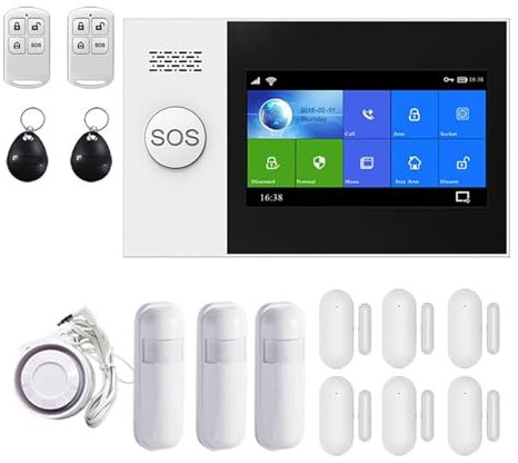 Kit Alarma Casa, PG-107 WIFI GSM TUYA SMARTARM SISTEMA DE SEGURIDAD DEL HOGAR CON PIR MOVIMIENTO SENSOR DEL SENSOR SENSOR RFID TARJETA DE SEGURIDAD DE ALARMA INALÁMBRICA(D)