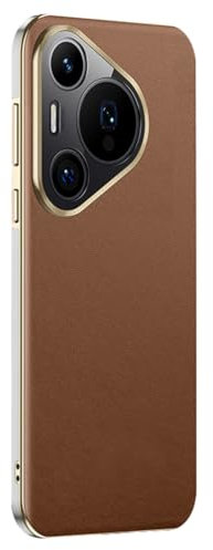 LUOTANL Cover Sottile per Huawei Mate 70 Pro/70 PRO+/70, Lusso Placcatura Metallo Protezione Fotocamera Coperchio Anti-Impronte Elegante Pelle Guscio,Ottone,70 PRO