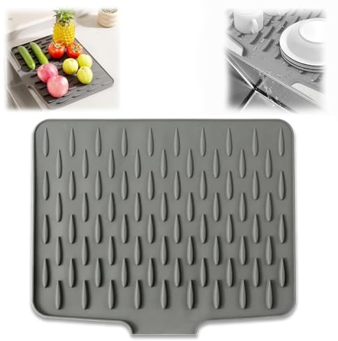 Silicone Dish Drying Mat Draining Board Mats, Heat-Resistant & Non-Slip Mat for Drip-Free Drying, Folding Draining Board Mat for Kitchen Counter, Sink, Table, Refrigerator