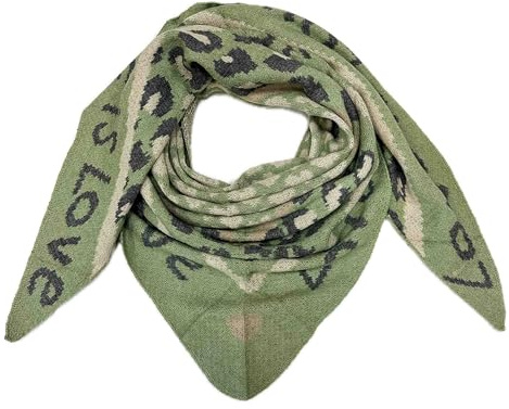 XXL Dreieck Schal Love Leopard Winter Unisex Dreieck Strickschal Leo Schal Wolle Stola Tuch Stickschal