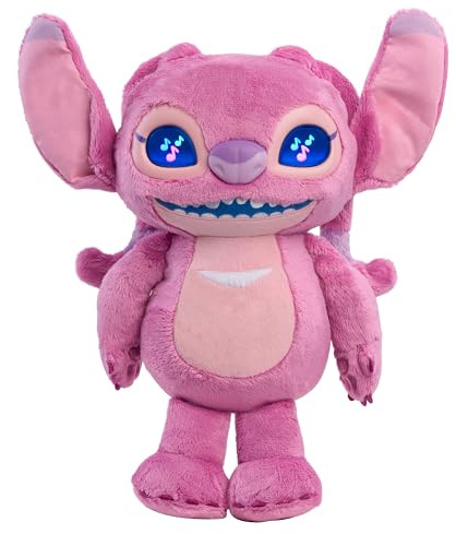 Just Play Peluche Disney Mil Caras Angel Interactivo de 34 cm, con Más de 50 Sonidos y Reacciones, Juguete para Fans, Niños y Niñas a Partir de 3 Años