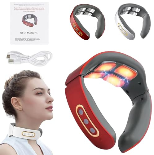Neurotex NackenmassagegeräT Kabellos- Lefaya Nurotex 11-In-1 NackenlöSung, 42°C WäRmetherapie, 9 IntensitäTsstufen & 6 Modi, Elektrische Lmpulse Gegen Schmerzen & Verspannungen (Rot)