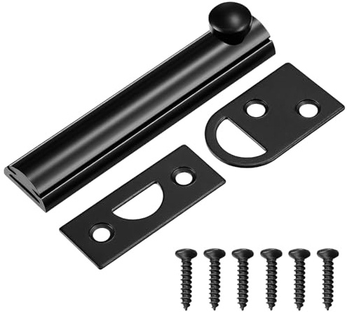 3 Inch Black Door Bolt Door Slide Lock Heavy Duty Concealed Slide Surface Doors Bolt Latch French Doors Lock Cabinet Surface Bolts with Screws for Windows and Wooden Fence Yard Steel