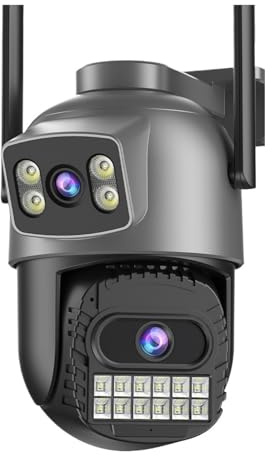 BINGNU Telecamere di sicurezza, Telecamera IP 10MP 5K for esterni, Wi-Fi, PTZ, doppia lente, sorveglianza HD 5G, con rilevamento umano, monitoraggio e visione notturna per la casa(10MP 128G SD Card)