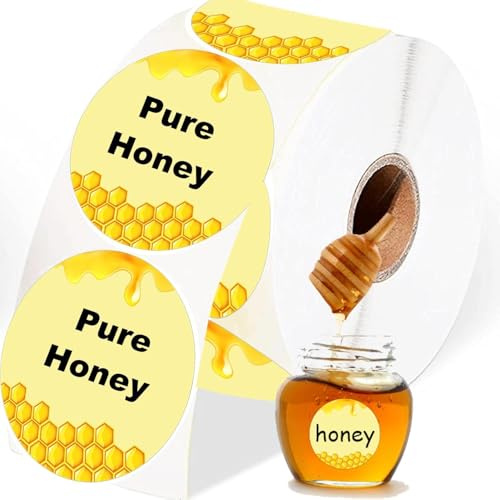 Honey Direct Thermal Label Stickers Themed Personalized Labels 2 Inch - Honey Jars and Bottles Labels Farm Kitchen Name Small Business Thermal Stickers for Pure Bee Quart Jars 500 Pcs