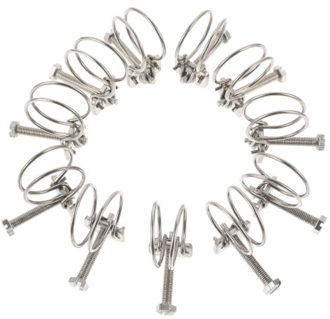POPETPOP 10pcs Adjustable Double Wire Hose Clamps Stainless Steel Pipe Clamps with Corrosion Resistance for Laboratories and Gardening Use