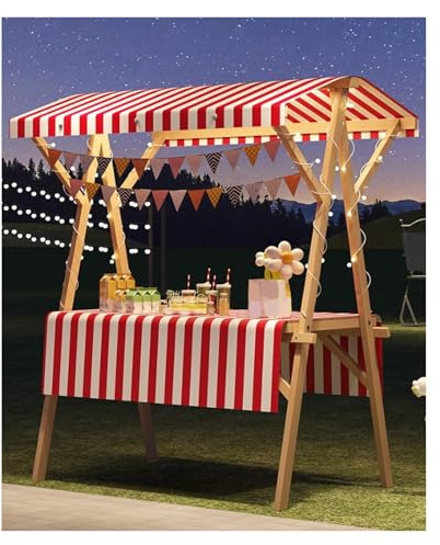 Hopfällbar matvagn i trä med hjul, kraftig mobilleverantörsstativ för jordbruksmarknaden, mellanmål, desserter, street kiosk, 150 cm längd