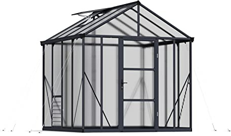 Canopia by Palram Serre de Jardin Glory 6.2m² Grise Cadre en Aluminium, Panneaux en Polycarbonate, Résistant aux UV