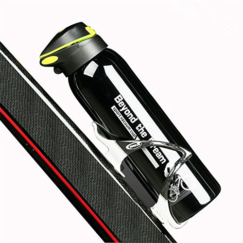 Trinkflasche aus Aluminium Fahrradflasche Aluminiumlegierung Fahrrad Wasserkocher Aluminiumlegierung Tasse Warmhalten Wasser Tasse Sport Wasserkocher (Black,ohne Flaschenrahmen) 500 ml