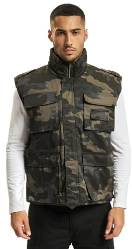 Brandit Ranger väst, vadderad, med många fickor, Darkcamo, XXL